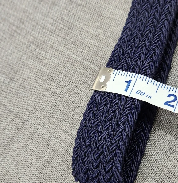 Brown Leather And Navy Braided Stretch Belt Size Medium - Picture 4 of 4